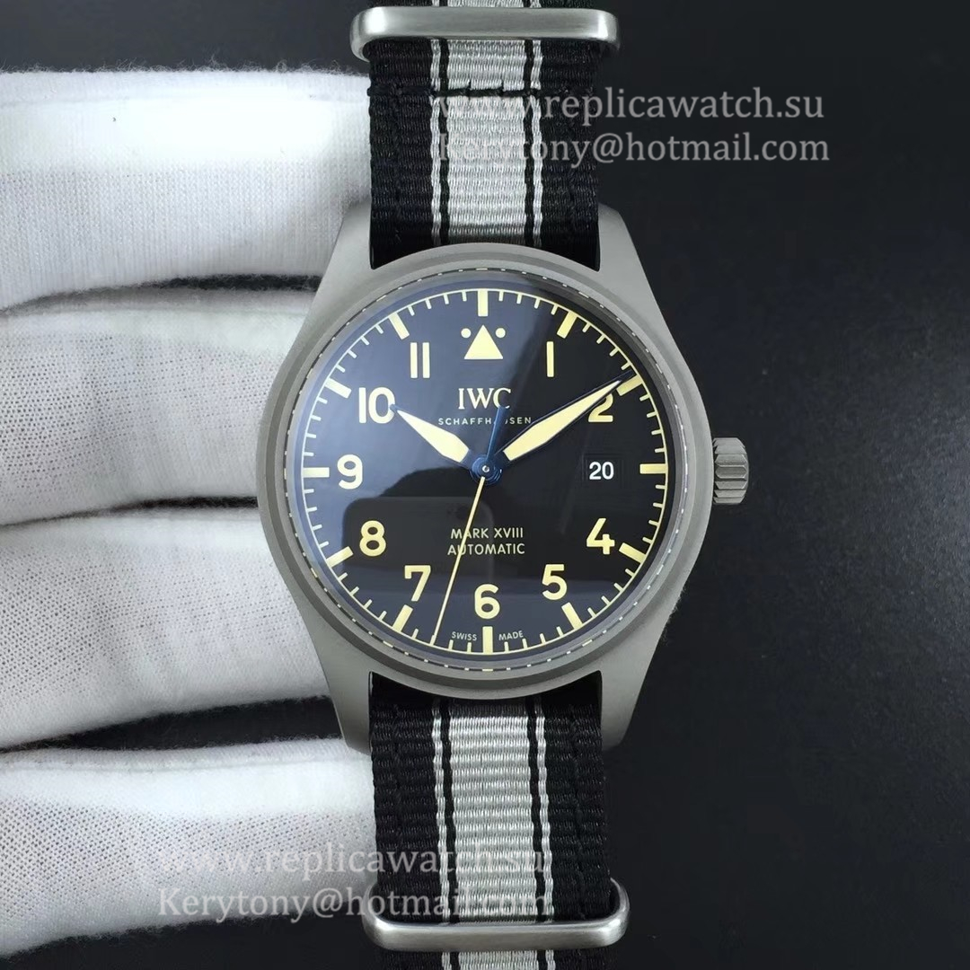 NEW Replica IWC Pilot Mark XVIII IW327006 M+F Titanium Black Dial 35111