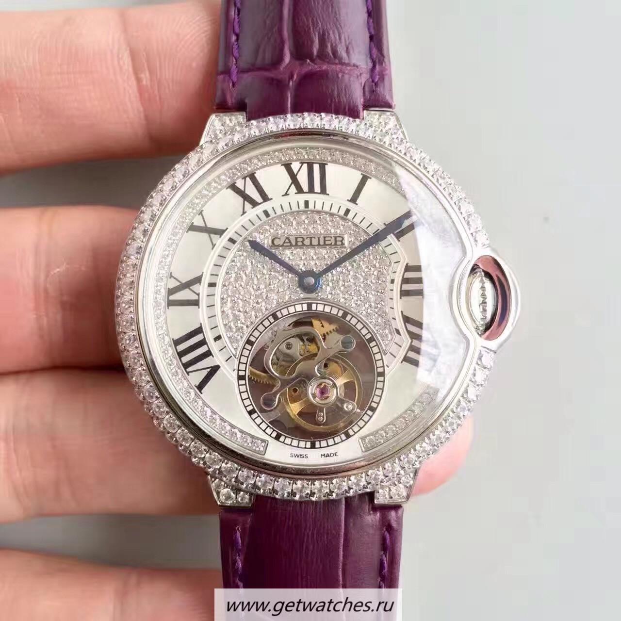 Shop Ca*t1er Ballon Bleu Flying Tourbillon HPI00716 39mm TF SS & D1am0nds D1am0nds Dial 9452MC