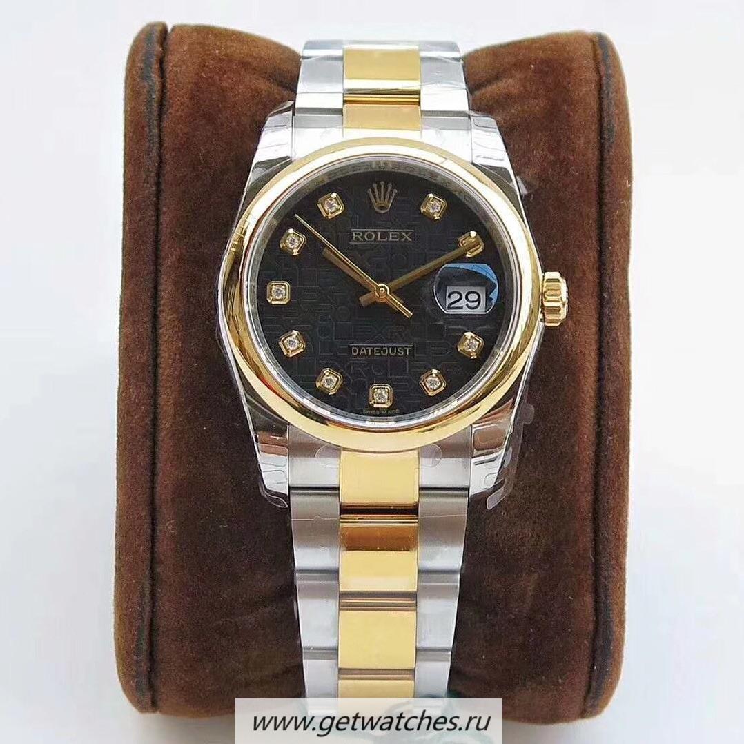 Perfect Replica R01ex Datejust 36mm 116234 DJF SS 904L & Yellow Gold Black Anniversary Jubilee Dial 3135