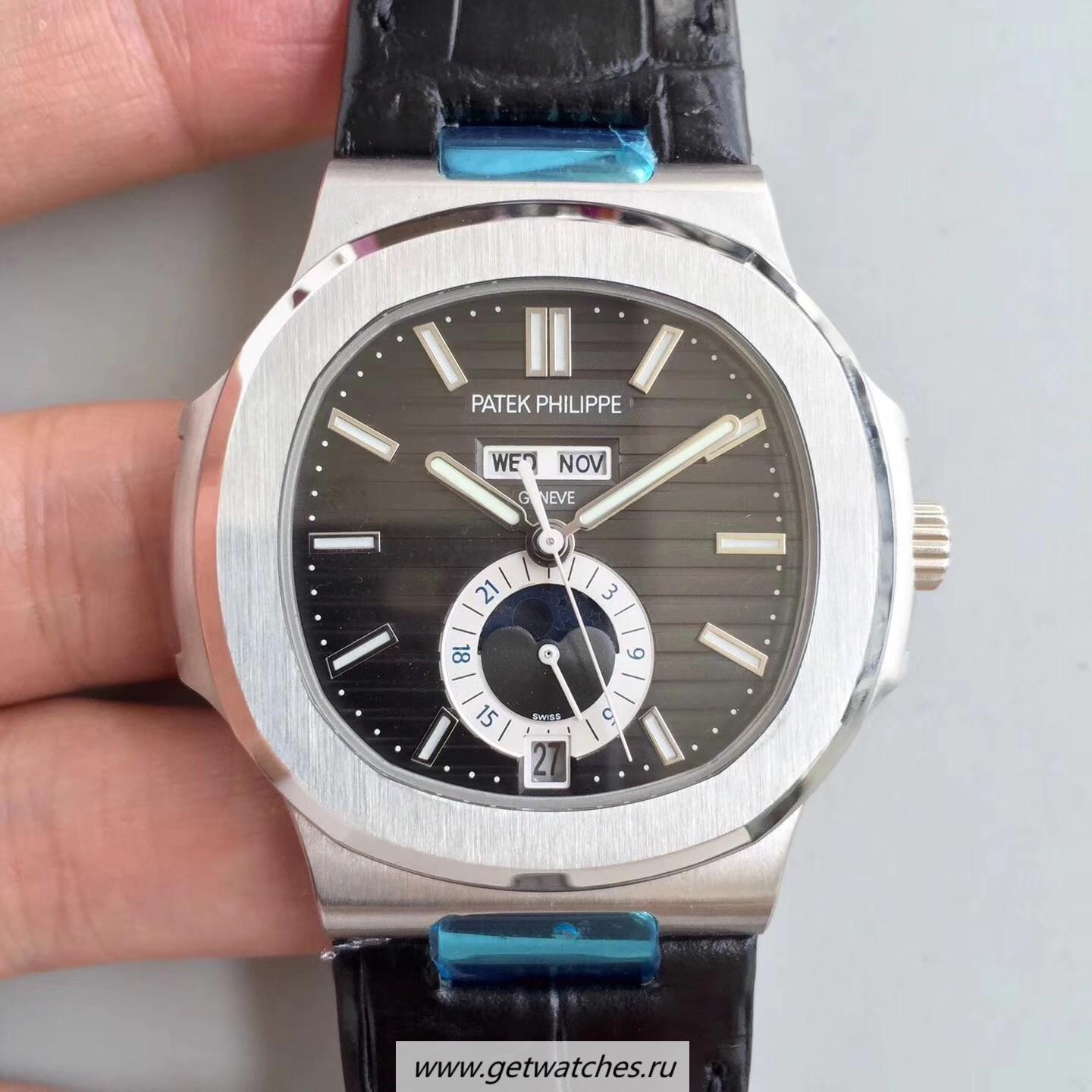 Copy Pat*k Phi1i*pe Nautilus Annual Calendar Moonphase 5726A KMF V2 SS Brown Dial 324 S QA LU 24H/303